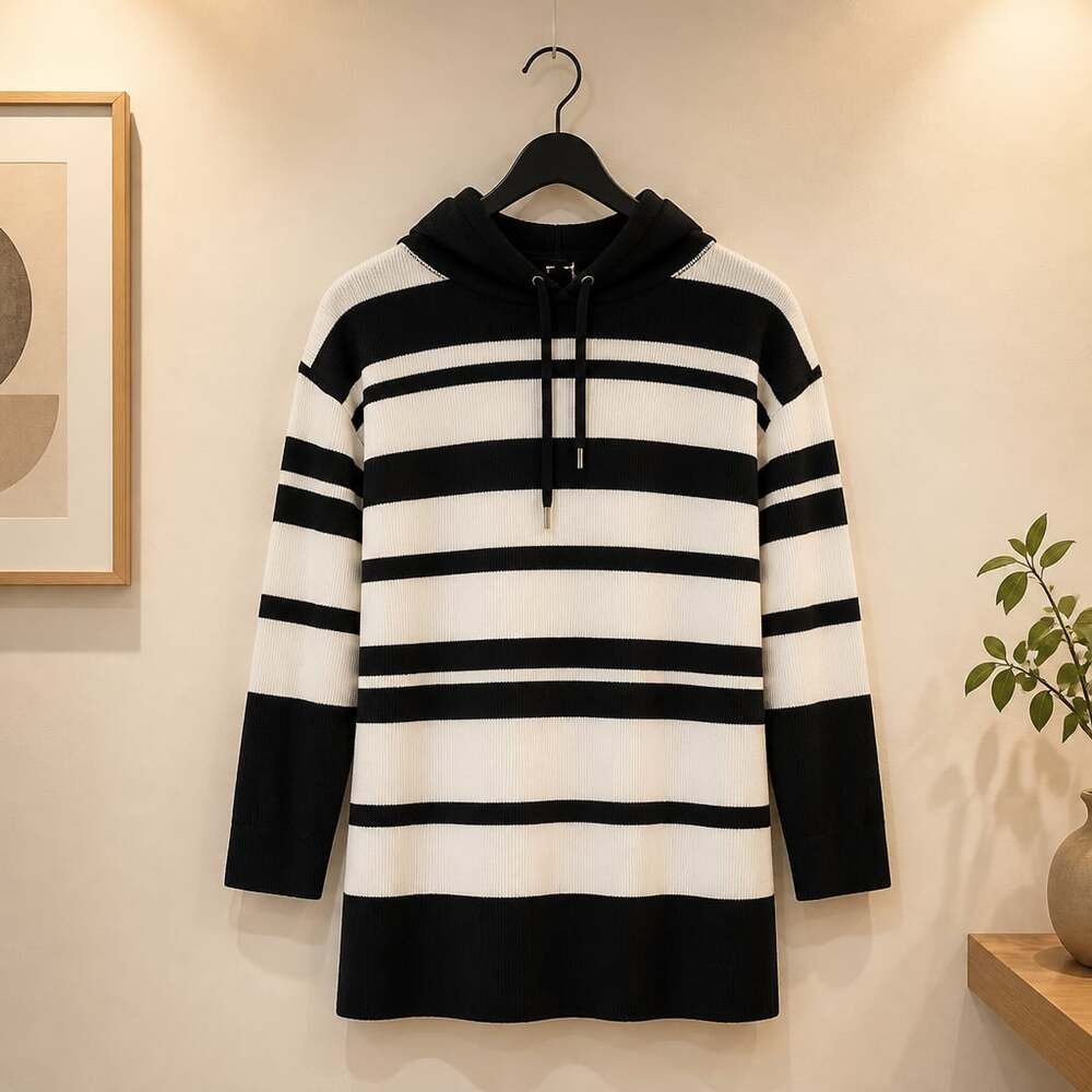 Lauren Active Ralph Lauren Women's Striped Long Sleeve Waffle Knit Hoodie